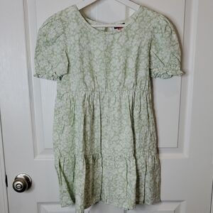 Vince Camuto Tiered Babydoll Short Sleeve Linen Blend Dress, Girls Size 12